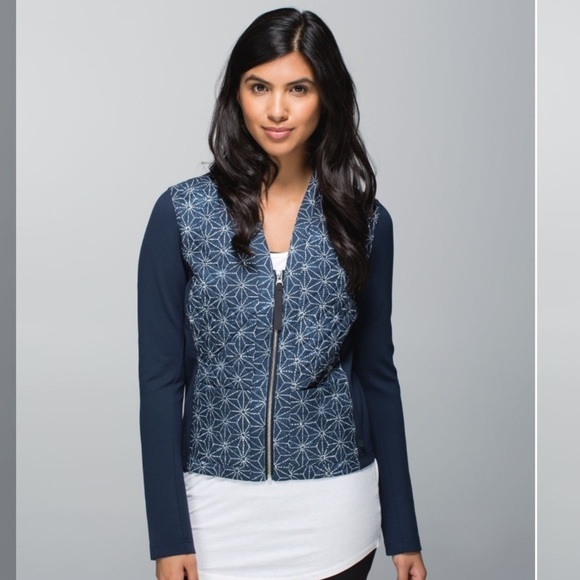 Lululemon Cardigan & Again Exploded Sashiko Star Inkwell Ghost / Inkwell - Picture 1 of 13